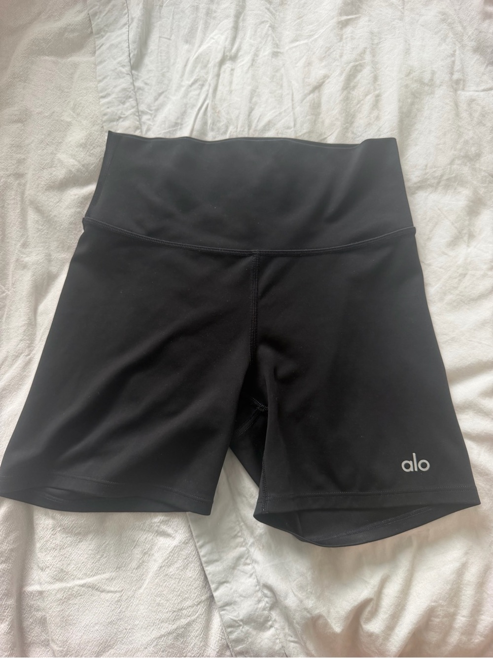 ALO Yoga Black High-Rise Bike Shorts with Logo